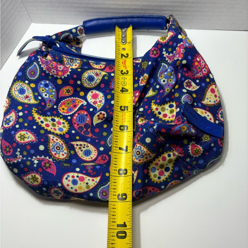 Vintage Tommy Hilfiger Blue Paisley HT logo Tote Bag Nylon‎ Changeable Shape - Picture 5 of 13